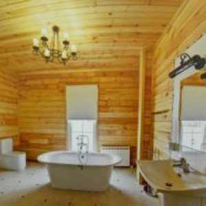 Dokončenie kúpeľní v drevených domoch: dizajn a foto