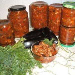 Recepty lecho s baklažánmi, paradajkami a korením na zimu
